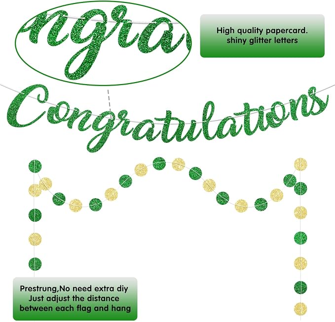 Green Congratulations Banner Sign Prestrung Congrats Banner Garland - Image 3