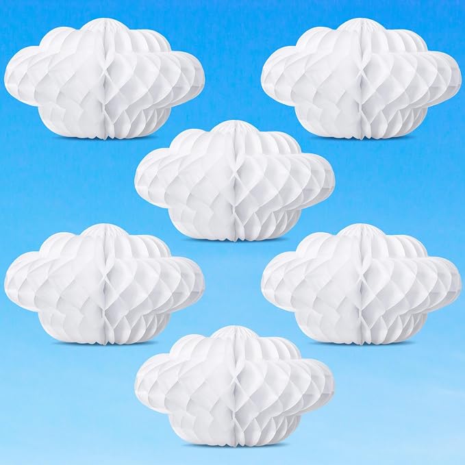 Affrolling 6 Pcs 3D Cloud Decorations Honeycomb Cloud Table Decor Artificial - Image 5