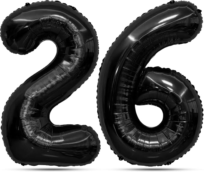 Black Number Balloons 26 Balloon Numbers 26th Number Balloon Foil Mylar Party by STARKET