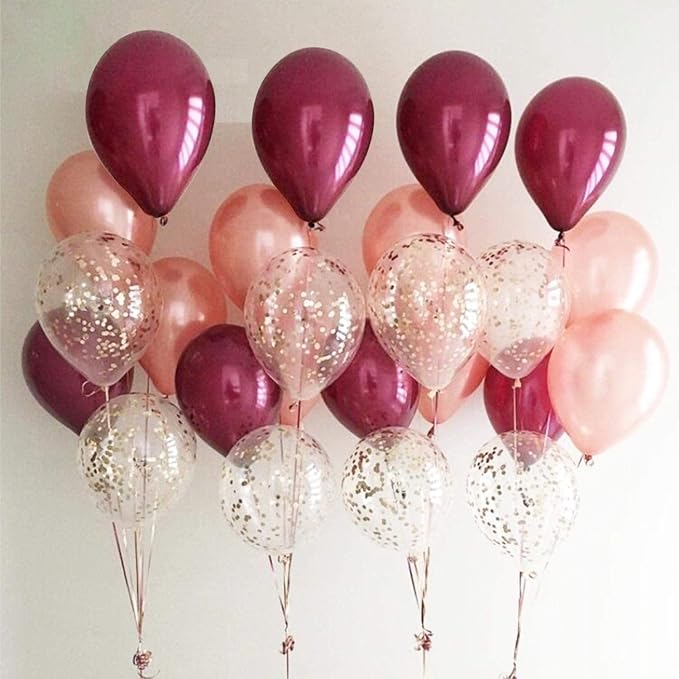 Rose Gold Balloons Burgundy Balloons Kit, 12 Inch - Image 6