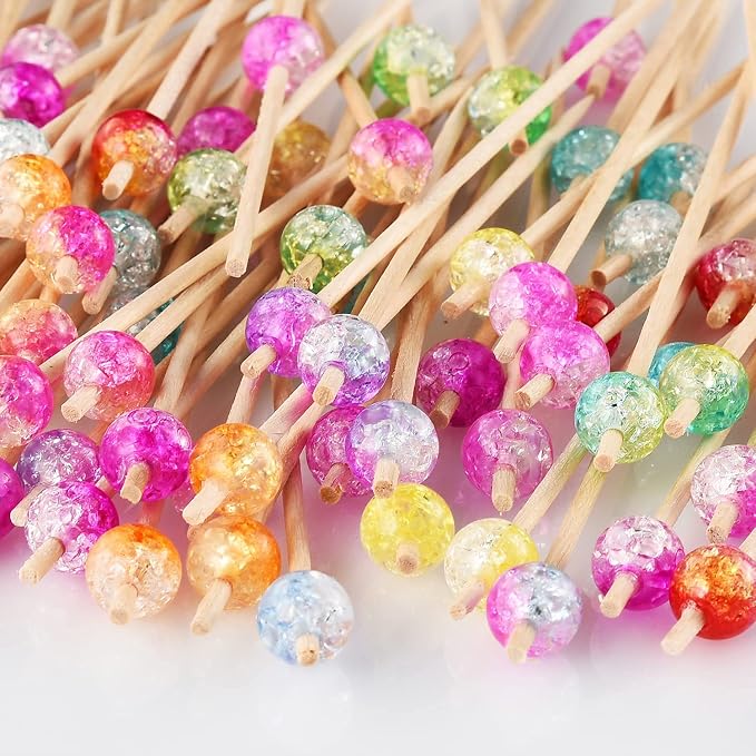 ALINK 100-Pack Cocktail Picks, Colorful Pearl Fancy Toothpicks - Image 3