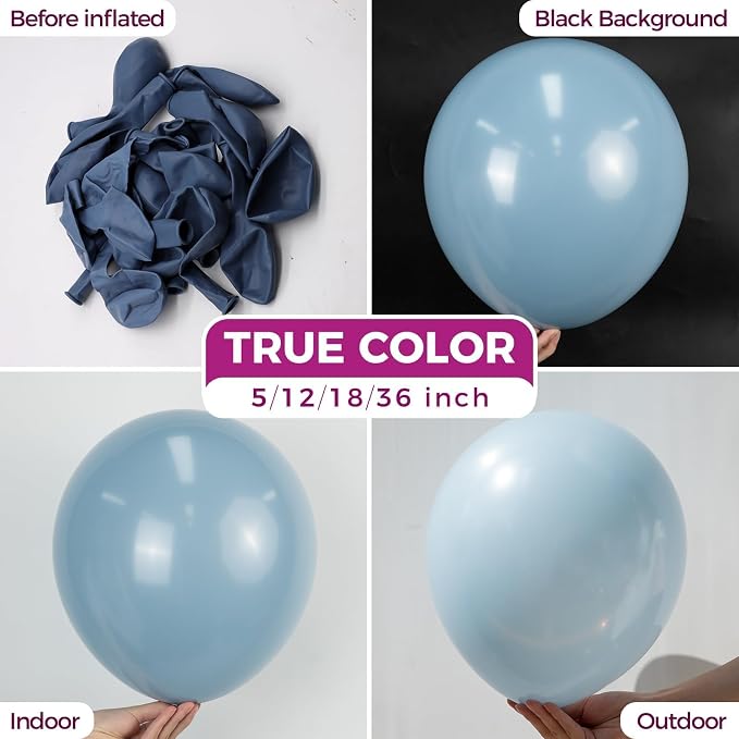 Bezente Dusty Blue Balloons Latex Party Balloons 100 Pack 12 inch | Haze Blue - Image 2