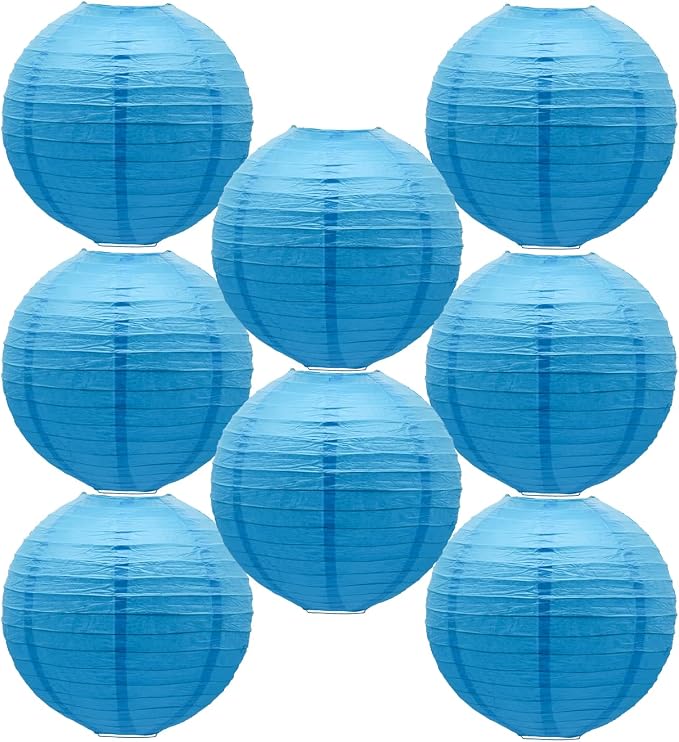 Sky Blue Paper Lanterns Round Shape Lanterns by BARTHEW
