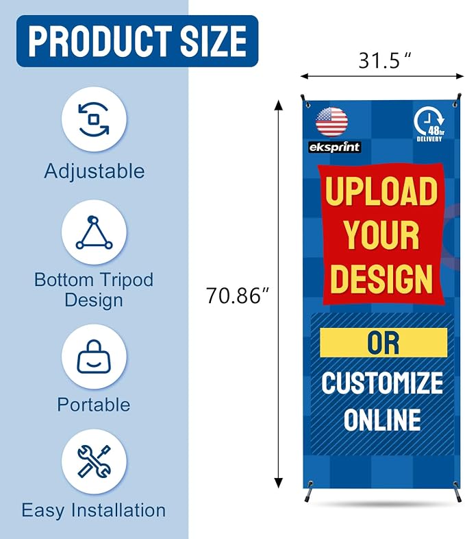 Custom Banner with X Stand 31.5" X 70.86", Banners and Signs Customize - Image 2