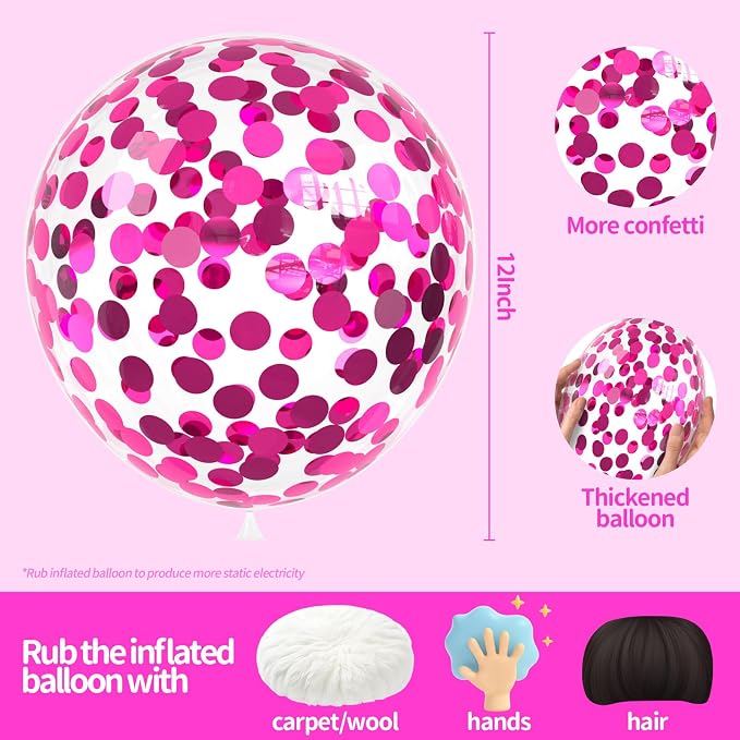 Hot Pink Confetti Balloons - Image 2