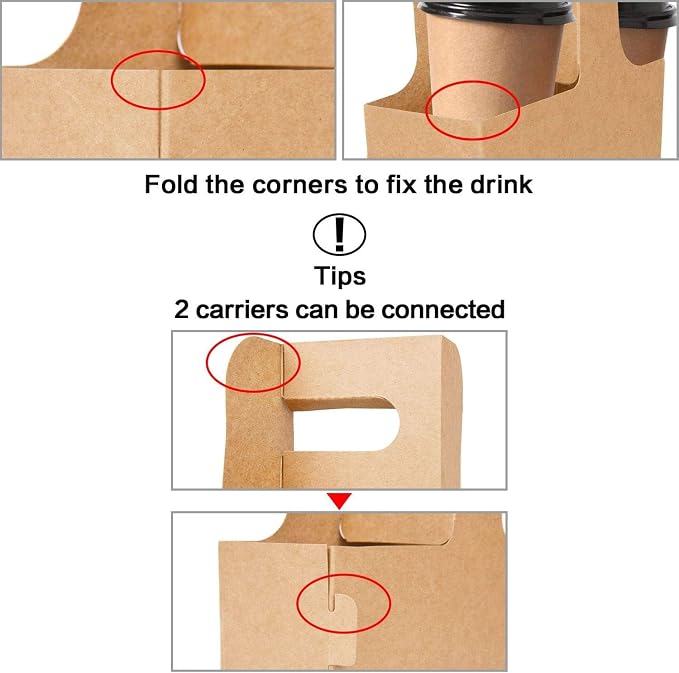 Kaderron Drink Carrier with Handles, Cardboard 2 or 4 Cup Holders, 100 Pack | - Image 4
