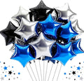 TONIFUL 15 Pcs Star Balloons 18 Inch Large Blue Silver Black Foil Balloons | by TONIFUL