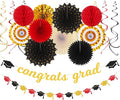 Red-Black Gold Party-Decorations Graduation Banner-Streamers by Panduola