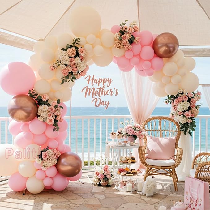 Pink Ivory Rose Gold Balloon Arch Kit – Double Stuffed Light Pink Cream White - Image 8
