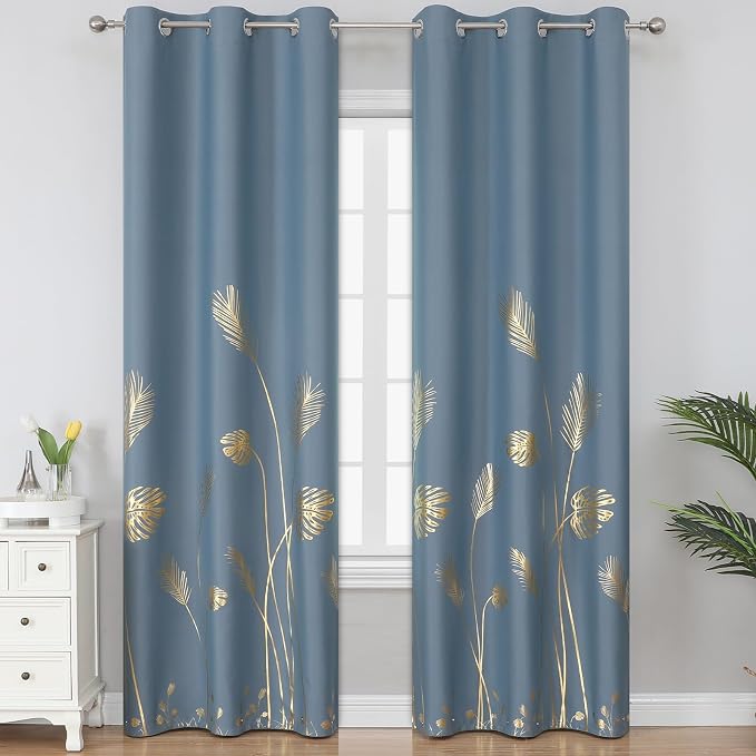Stone Blue Blackout Curtains 96 Inches Long by ESTELARTEXTILER