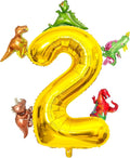 LilyZheng Dinosaur Number 2 Balloon, 40 Inch Large Gold Foil Number Balloon by LILYZHENG