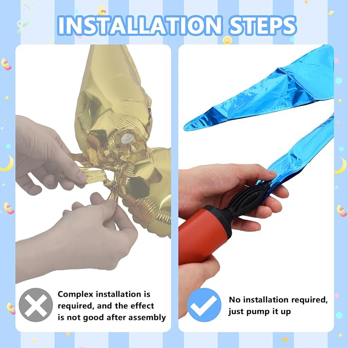 TONIFUL 8 Pcs Explosion Star Balloons Blue Foil Balloon Party Decorations | 2 - Image 3