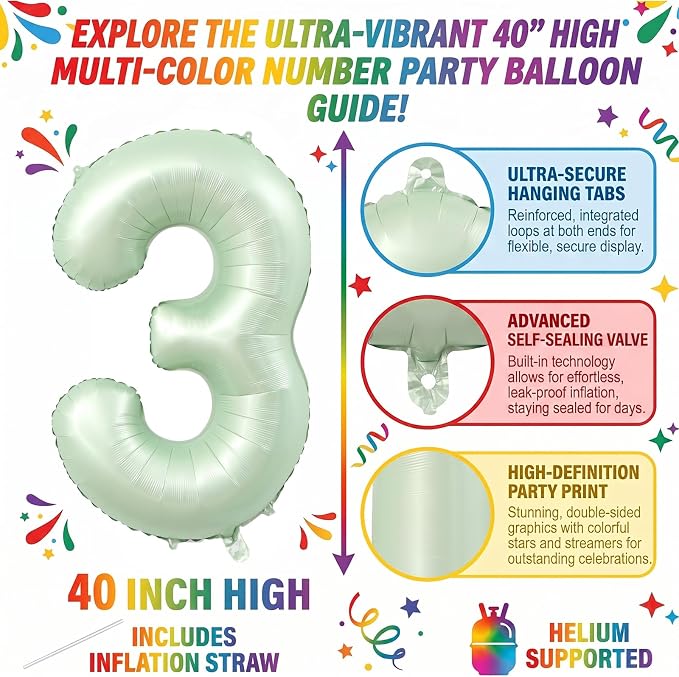 40 Inch Olive Green Number 2 Foil Balloon - Image 2