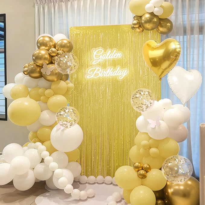157Pcs Pastel Yellow White and Gold Balloons Garland Arch Kit - Image 6