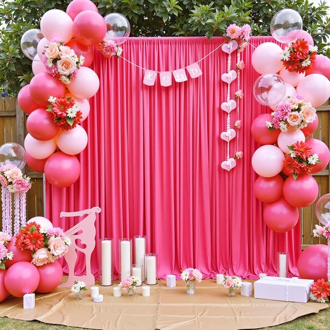 30 ft x 10 ft Wrinkle Free Fuchsia Backdrop Curtain - Image 4