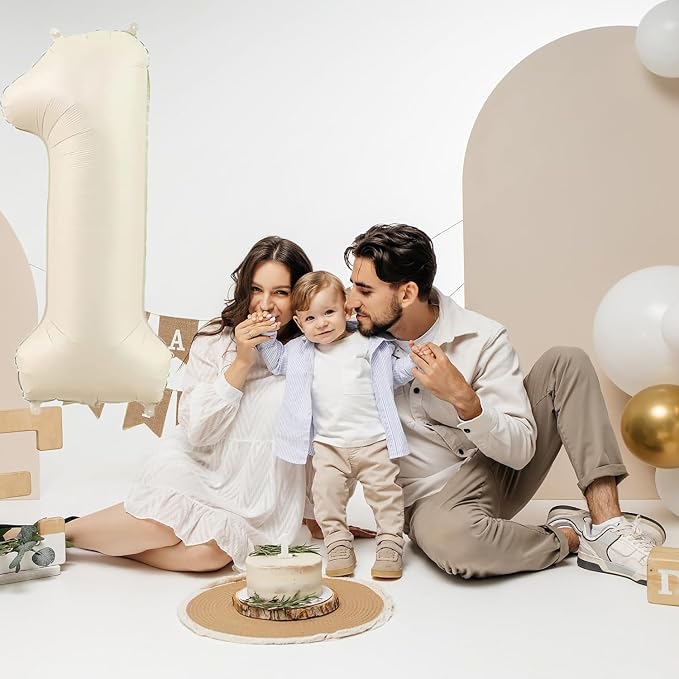 40 inch Cream White Number Balloon Giant Foil Helium Balloons Beige Number 8 - Image 6