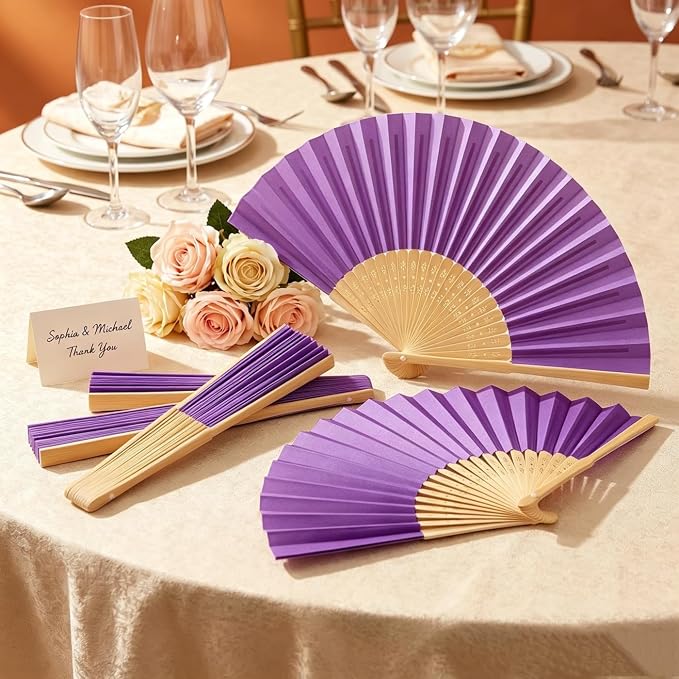Paper Hand Fans, 8.3 Inch Foldable Handheld Fans - Image 5
