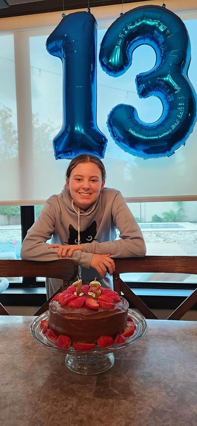 16 Balloon - Metallic Blue Birthday Number Balloons, 40 Inch Decorations | - Image 4