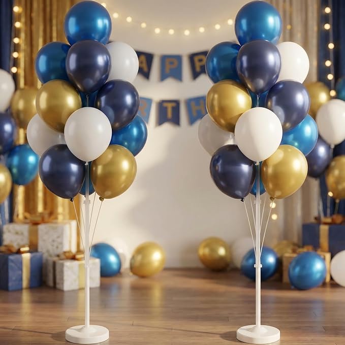 HIINS Gold Blue Balloon Tower Stand Kit Set of 2 - Image 8