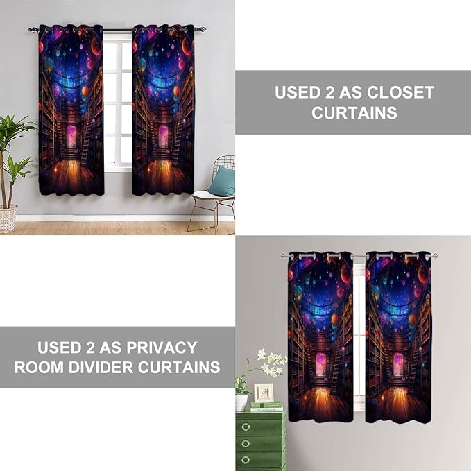 Bookshelf Door Curtain, Colorful Fantasy Bookcase Library Shelves Room Divider - Image 5