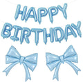 Blue Bow Happy Birthday Balloons Banner, 22 Inch Baby Blue Bow Foil Balloons by Togvu