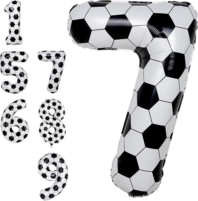 Soccer Number 7 Balloon for Boys, Gaint Soccer 7 Balloon Number, 7th Birthday by Froova