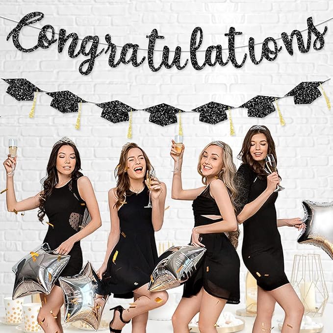 Pre Strung Congratulations Decorations Banner Graduation Class of 2026 Black - Image 6