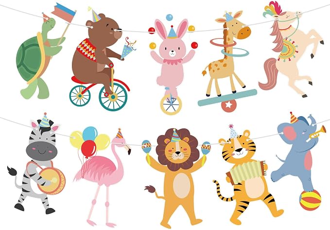 Party Animals Banner Animals Birthday Party Decorations Circus Animals by Adecortalk