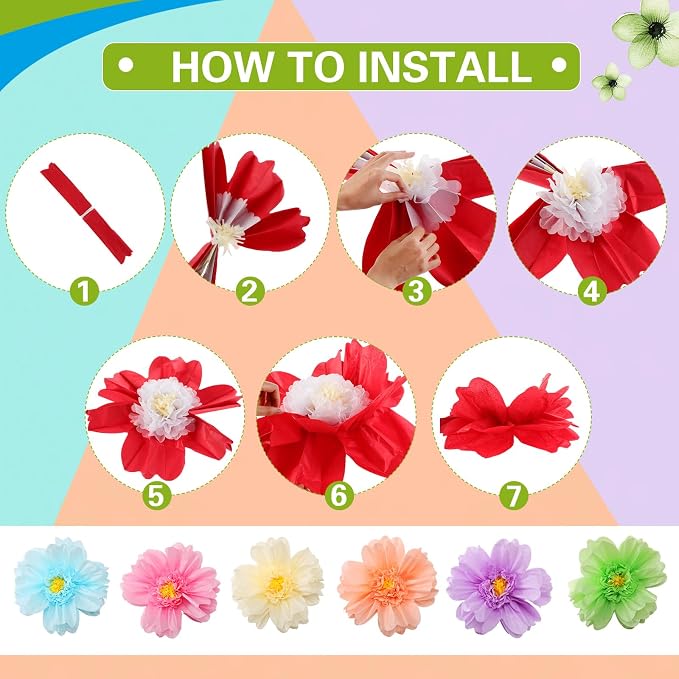 TaoBary Large Colorful Tissue Paper Flowers Giant Fiesta Paper Pom Poms - Image 4