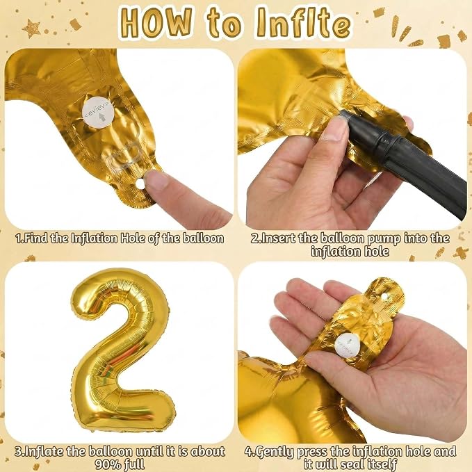 Gold Number 2 Balloon 40 Inch, Shiny Foil Decor - Image 5