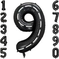 Black and White Stripes Number 9 Balloon 40 Inch, Speedway Theme Numeral | Cool by Unknown