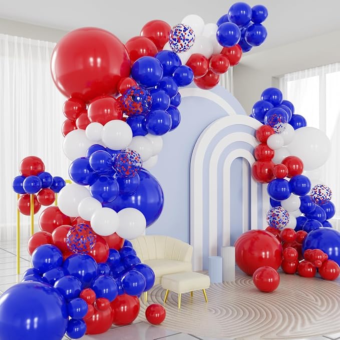 Red White and Blue Balloons Arch Kit 124pcs different sizes | by PATYDECRO