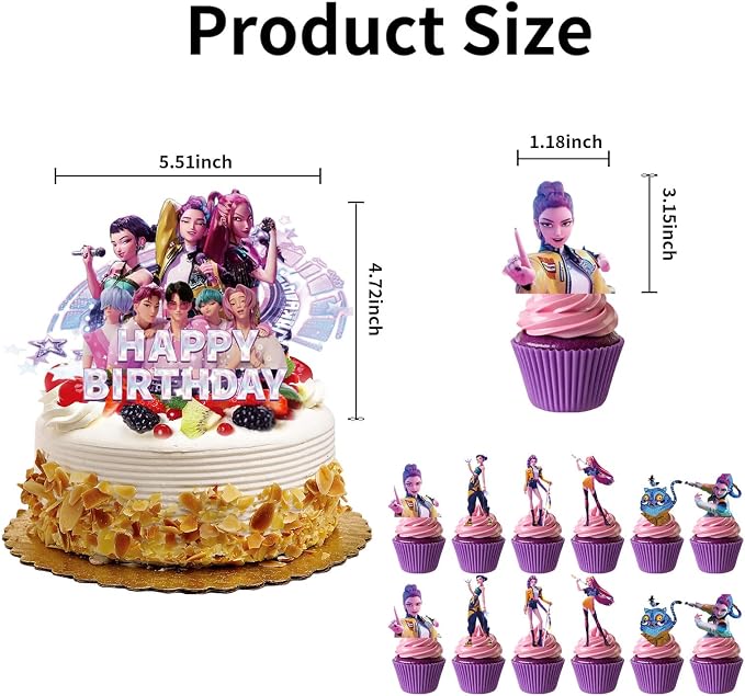 25 Pcs Cartoon Cake Decorations, Cute Happy Birthday Cake Toppers, Birthday - Image 3