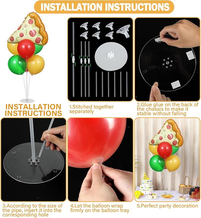 Pizzas Party Balloons Stand Kit 2 Sets - Image 3