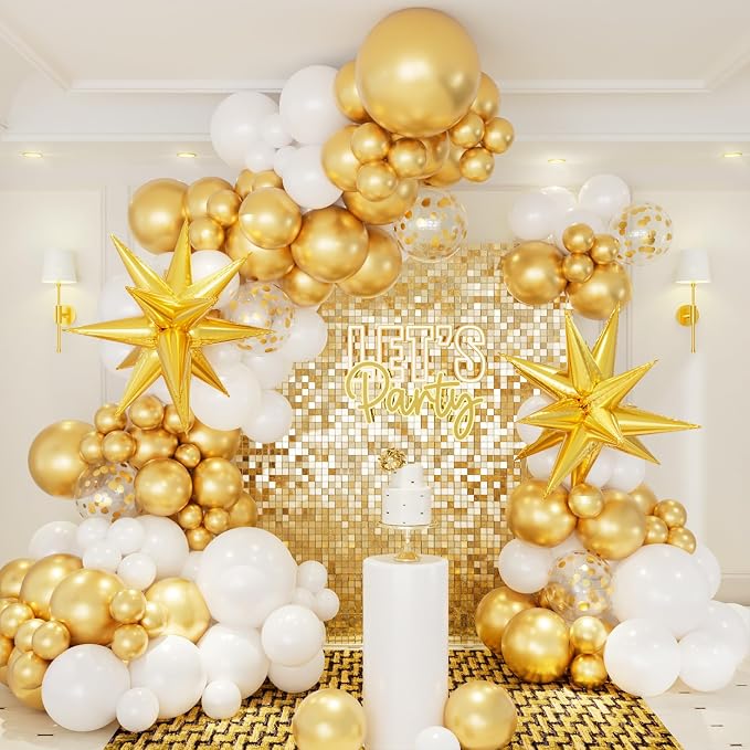 146pcs White and Gold Balloons Garland Arch Kit by CboDecoBalloonArchKit