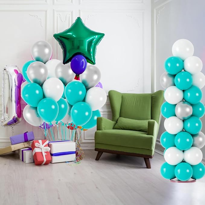 50pcs Teal Balloons, 12inch Turquoise Latex Balloons kit - Image 6