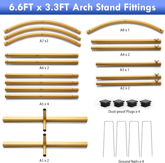 6.6FT Metal Arch Backdrop Stand, Wedding Arch Stand, Party & Birthday Decoration - Image 9