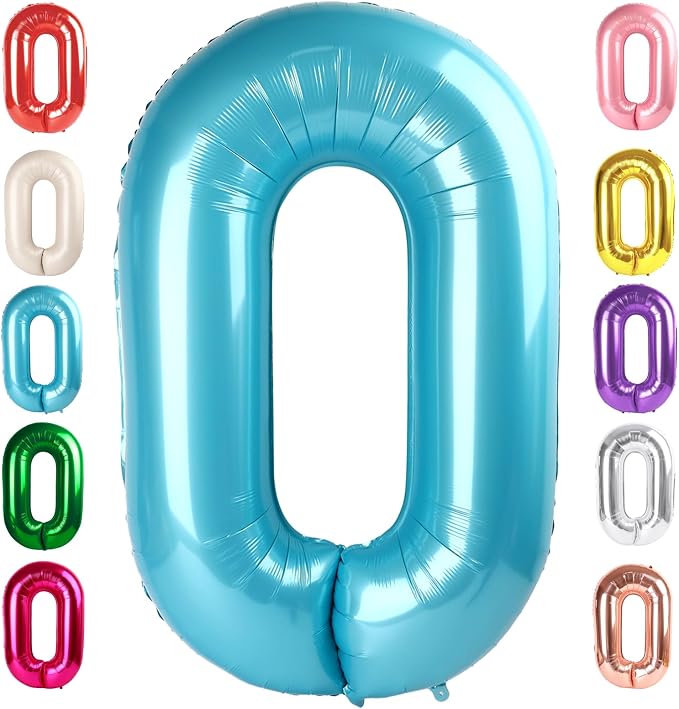 Number 0 Balloon Birthday Decorations, 40In Pearl Blue Balloons by Mluchee