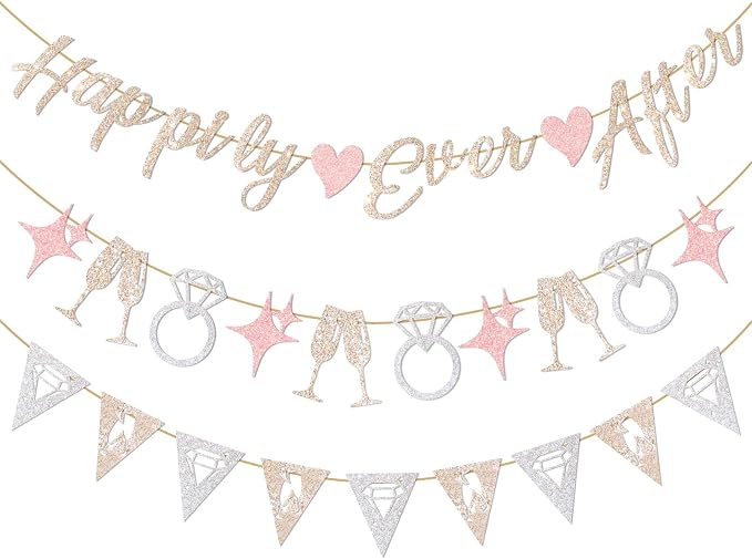Hopecore Pre-Strung Happily Ever After Banner Set, Engagement Party, Wedding by Unknown