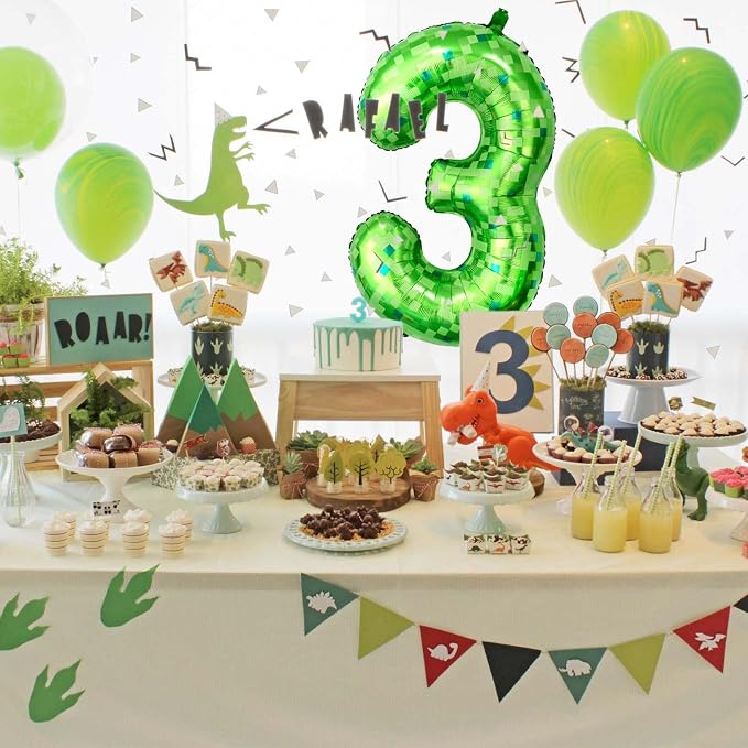 40 Inch Green Pixel Number 3 Balloon, Lime Green Large Foil Number Balloon 3rd - Image 6