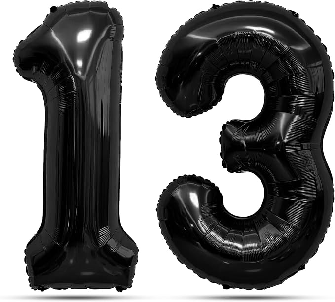Black Number Balloons 13 Balloon Numbers 13th Number Balloon Foil Mylar Party by STARKET