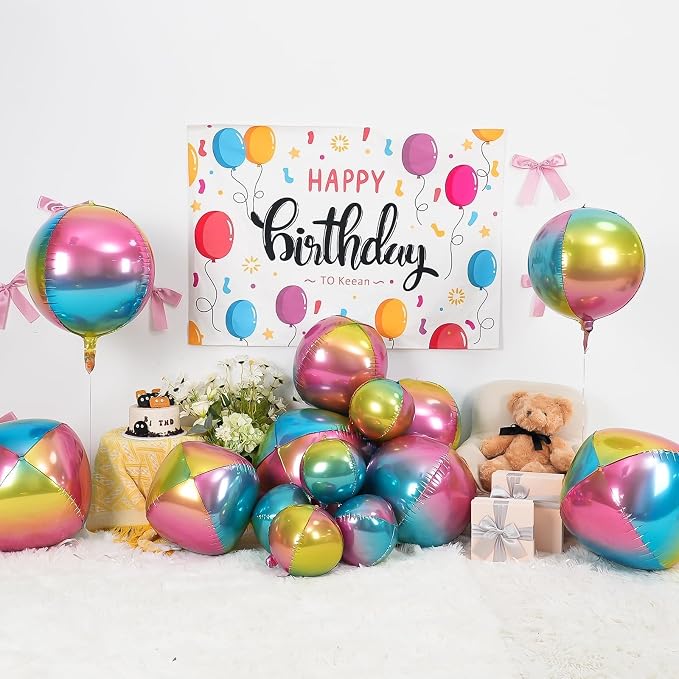 12Pcs Gradient Color Round Foil Balloons, Metallic Colorful Foil Balloon - Image 3