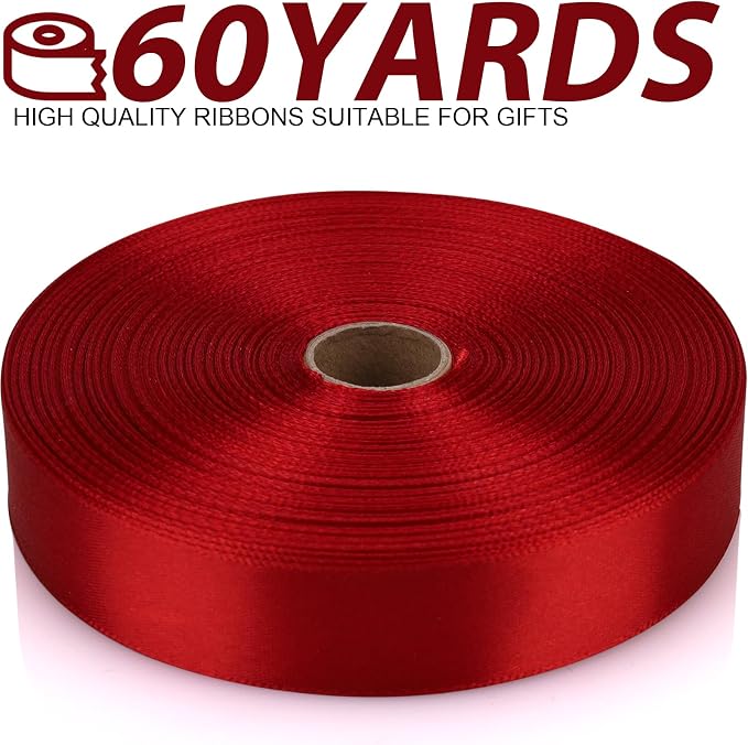 7/8 Inch 60 Yards Wine red Satin Craft Ribbon-Single Face Polyester Ribbon - Image 2