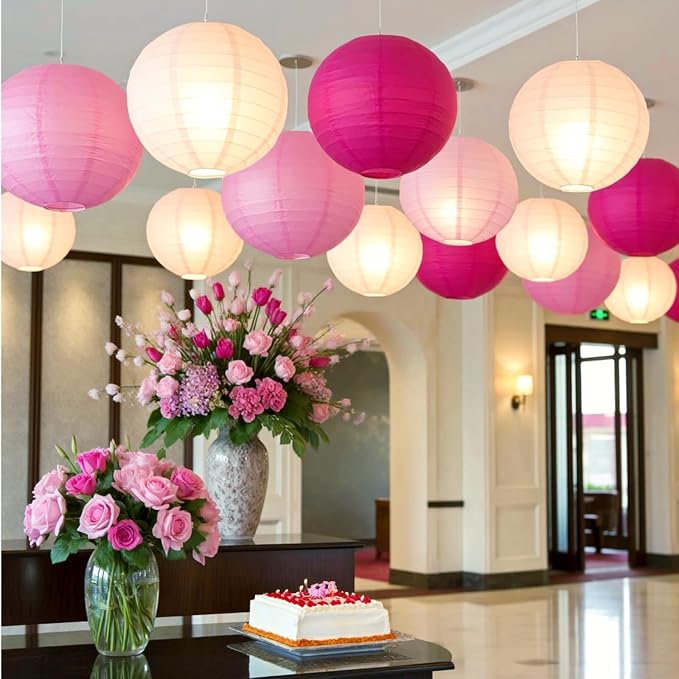 Pink Chinese Paper Lanterns - Image 3