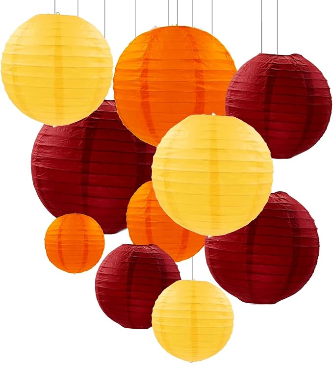 ZOOYOO 10Pcs Paper Lanterns, Thanksgiving Party Fall Garden Home Decor by ZOOYOO