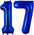 Navy Blue 17 Balloon Number, 40 Inch Number 17 Balloon Big Dark Blue Foil Mylar by BBPOOL
