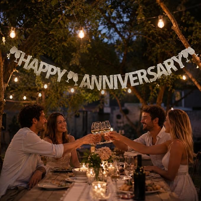 Happy Anniversary Banner, Wedding Anniversary Party Decorations Supplies - Image 3