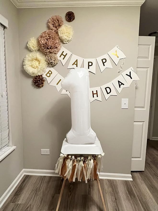 1 Balloon Numbers Birthday Decorations, 40In White Balloons - Image 2