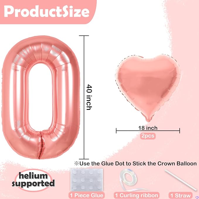 Rose Gold 27th Birthday Decorations, 40 inch Large 27 Balloon Numbers - Image 2