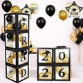 Grad Balloon Boxes for Balloon Arch Kit Black Gold Graduation Decorations 2026 by Kiwayo
